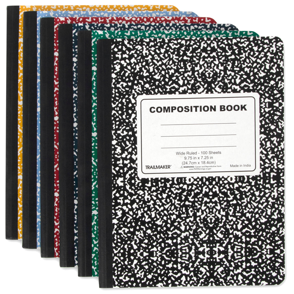 Composition Book, 100 Sheets, Wide Ruled - Assorted Colors - BagsInBulk.com