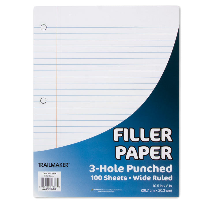 Wholesale Filler Paper - Wide-Ruled 100 Sheets - BagsInBulk.com