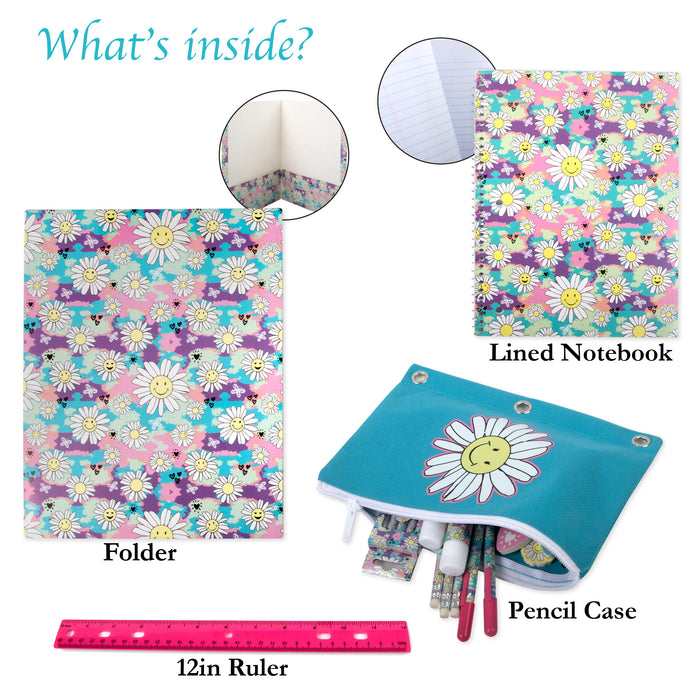 20 Piece Daisy Themed School Supply Kit - BagsInBulk.com
