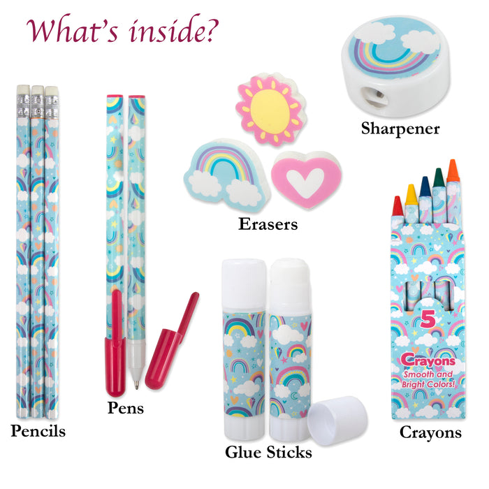 20 Piece Rainbow Themed School Supply Kit - BagsInBulk.com