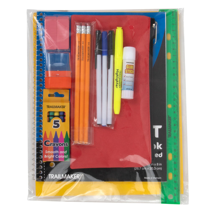 18" Multi-Pocket Bungee Backpack with 20-Piece School Supply Kit - Boys - BagsInBulk.com