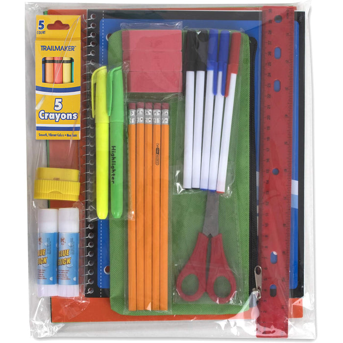 19" Side Pocket Backpack with 30-Piece School Supply Kit - 4 Boys Colors - BagsInBulk.com