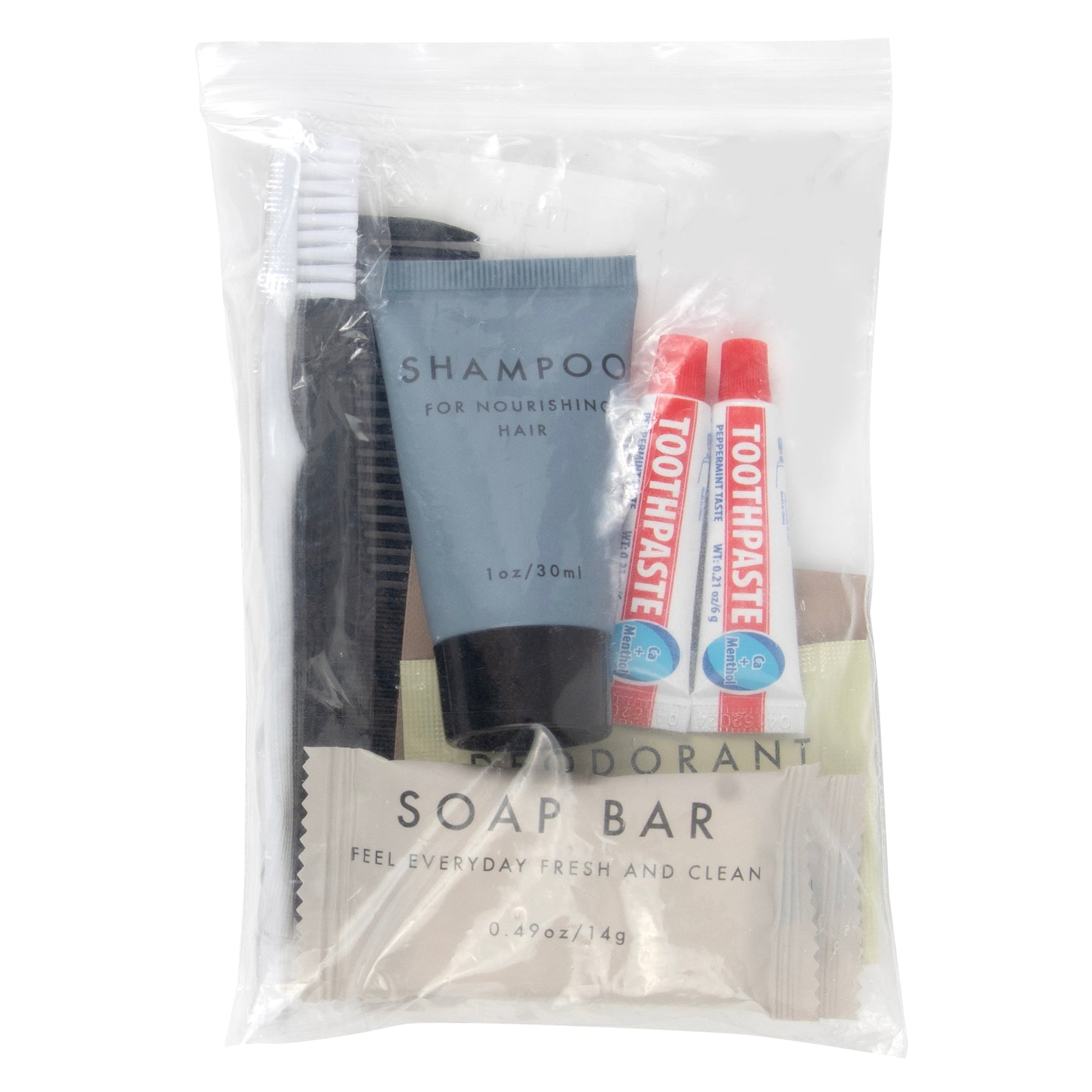 100-pack Bulk Deluxe 10-Piece Hygiene And Toiletries Kit — BagsInBulk.com