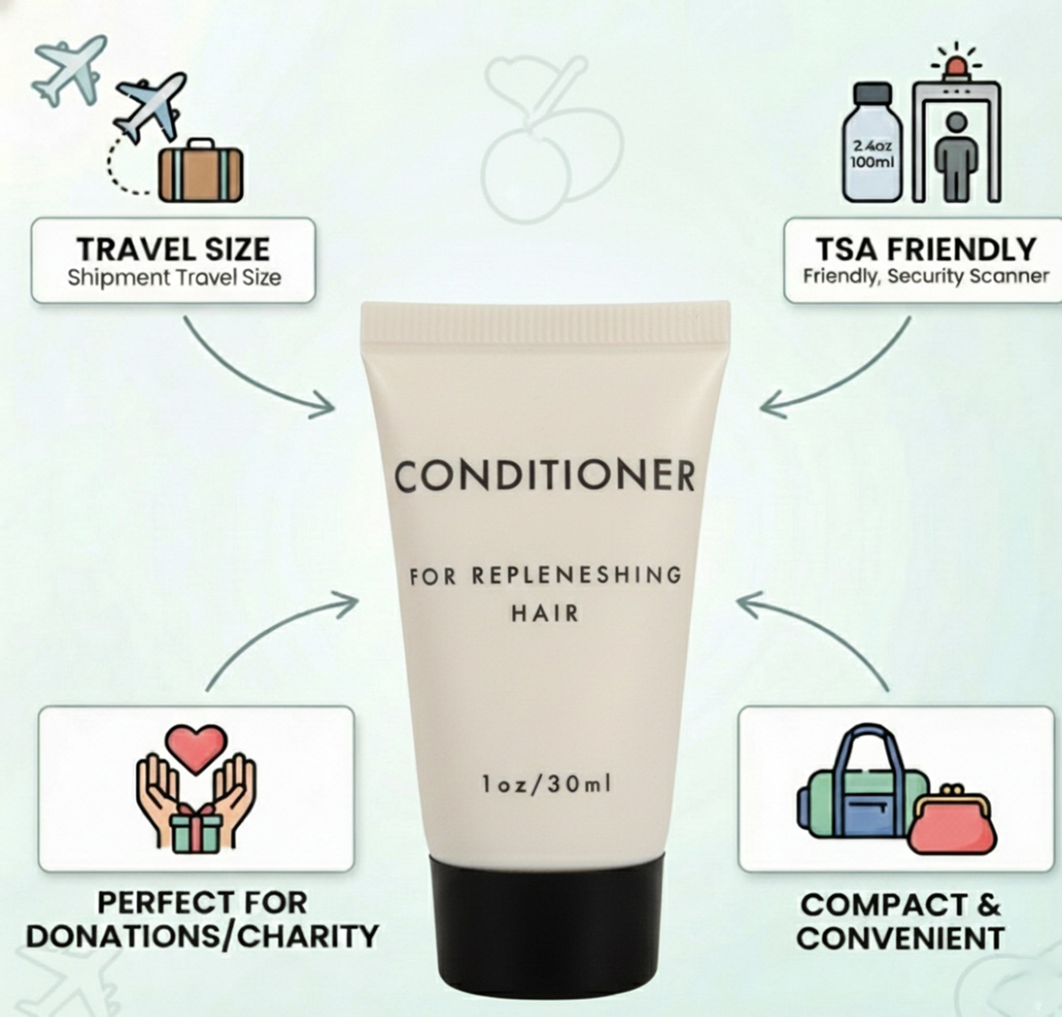 100-pack Bulk Travel Size Conditioner- 1 oz. — BagsInBulk.com