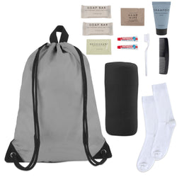 10-Piece Deluxe Hygiene Kit with Drawstring Bag, Socks, Blanket - BagsInBulk.com