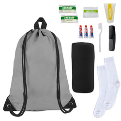 10-Piece Deluxe Hygiene Kit with Drawstring Bag, Socks, Blanket - BagsInBulk.com