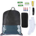 10-Piece Deluxe Hygiene Kit with Cinch Travel Bag with Clear Window, Socks, Blanket - BagsInBulk.com