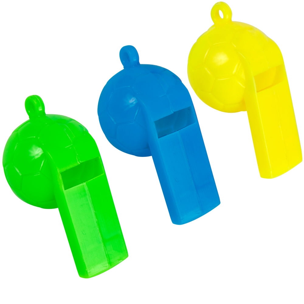 Plastic Toy Soccer Ball Whistles - Assorted Colors - BagsInBulk.com