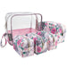 Clear Cosmetic Travel Case Carry All Set - Floral Print - BagsInBulk.com