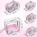 Clear Cosmetic Travel Case Carry All Set - Floral Print - BagsInBulk.com