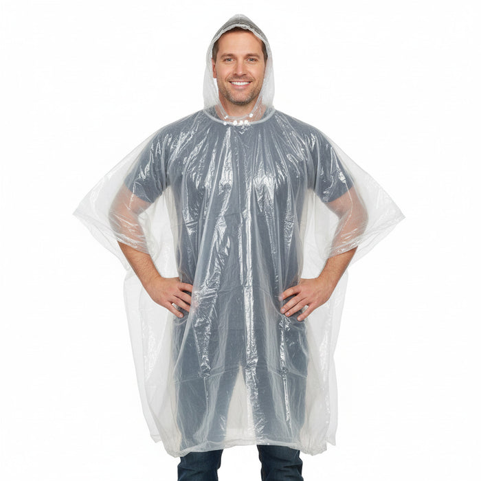Disposable Rain Ponchos - Clear - BagsInBulk.com