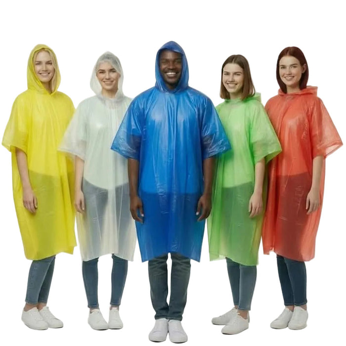 Disposable Rain Ponchos - 5 Colors