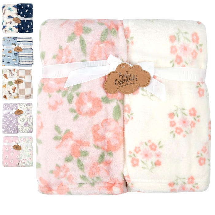 Baby Plush Themed  Blankets 36" x 30" - 2 Pack - BagsInBulk.com
