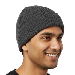Adult Wool Knit Hat Beanie - Grey - BagsInBulk.com