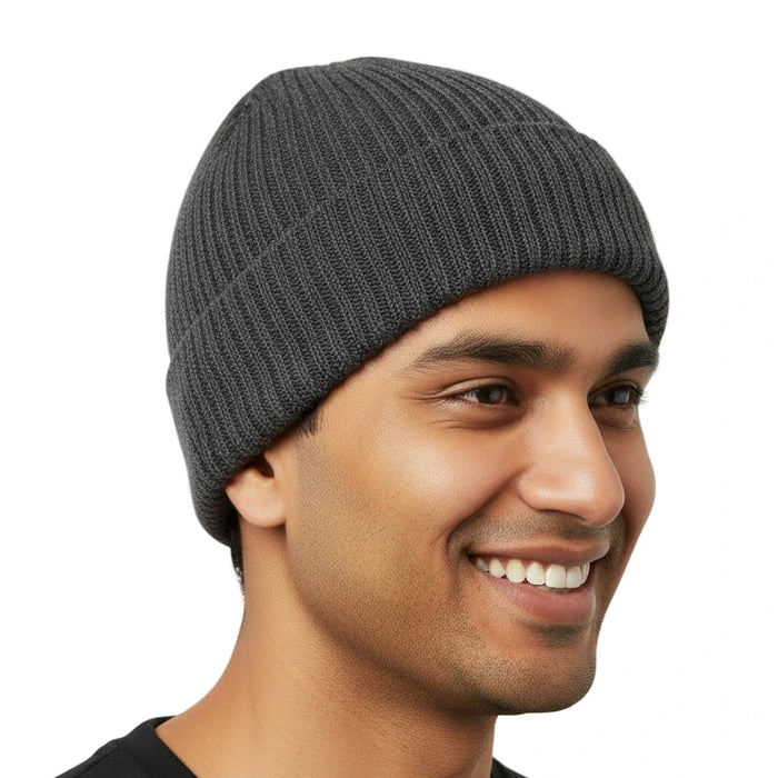 Adult Wool Knit Hat Beanie - Grey - BagsInBulk.com