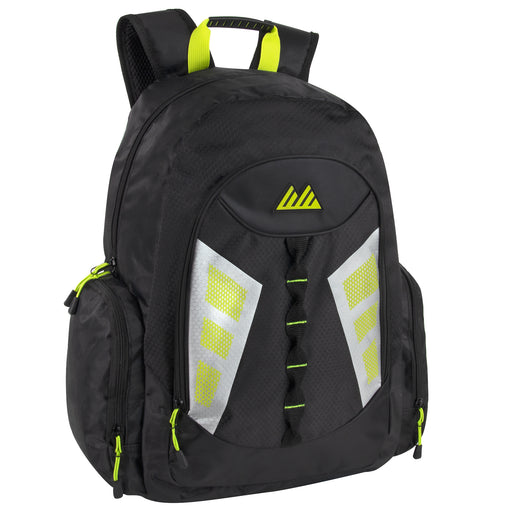 Wholesale 19-inch Mountain Edge Multi Pocket Backpack w Reflective Straps & Panels - BagsInBulk.com