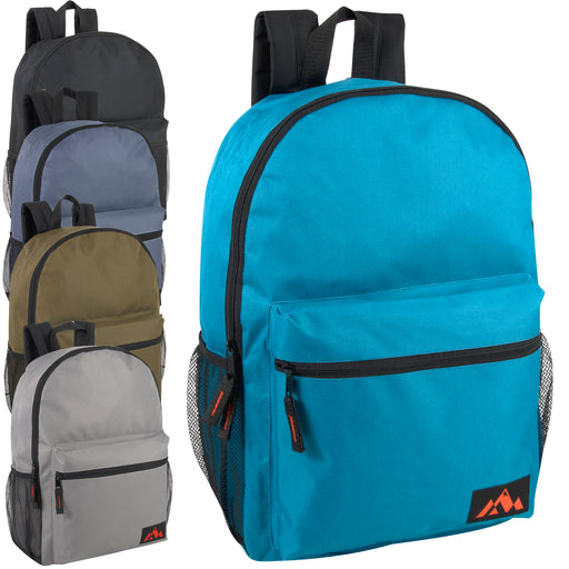 18 Inch Trailmaker Boy's Assorted Colors Backpack with Side Mesh Pocket - 5 Colors - BagsInBulk.com