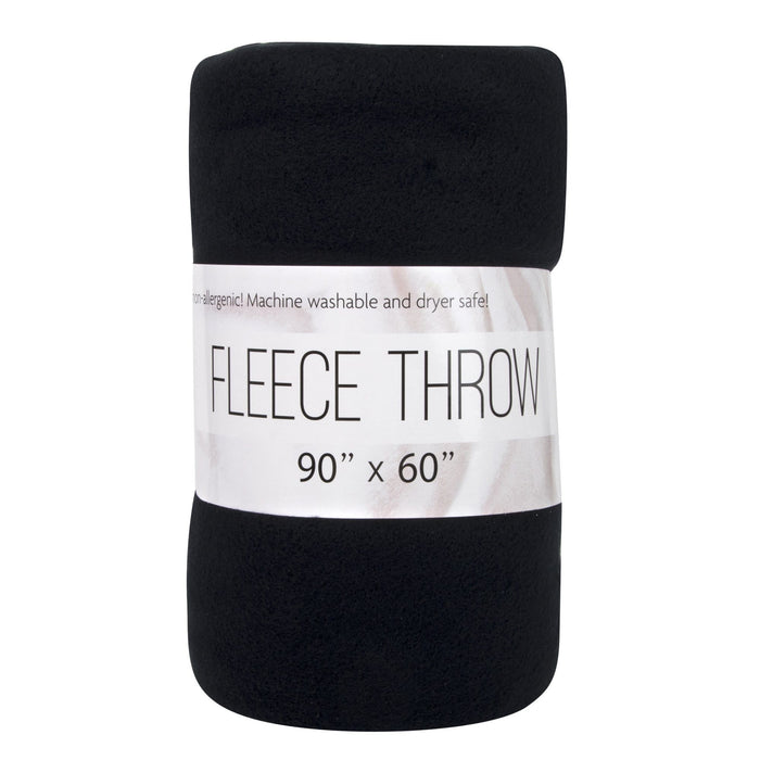 Wholesale Oversized Fleece Throw Blankets 90" x 60" - Black Only - 