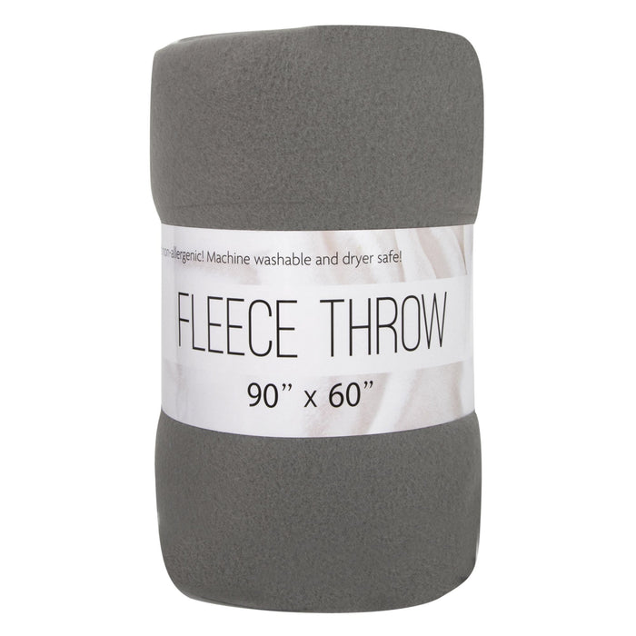 Wholesale Oversized Fleece Throw Blankets 90" x 60" - Grey Only