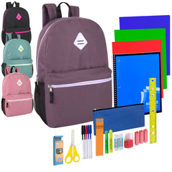 19" Side Pocket Backpack with 30-Piece School Supply Kit - Girls - 