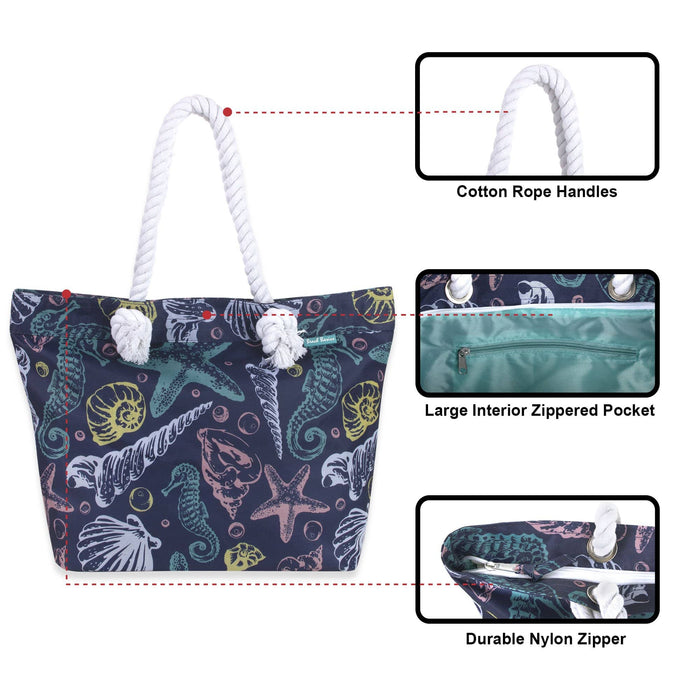 Wholesale Printed Beach Rope Tote Bag - 15 Inch - 