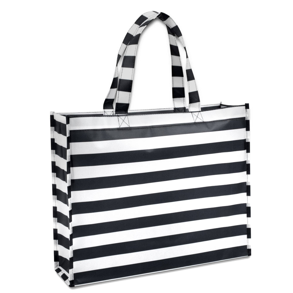 Wholesale Striped Non Woven Tote Bags - 15 Inch - 