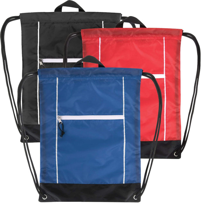 Wholesale 18 Inch Front Zippered Drawstring Bag - 3 Color Assortment - 