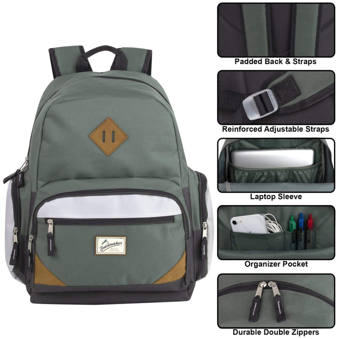 19 Inch Trailmaker Duo Compartment Backpack w Laptop Sleeve - 3 Color Assortment - 