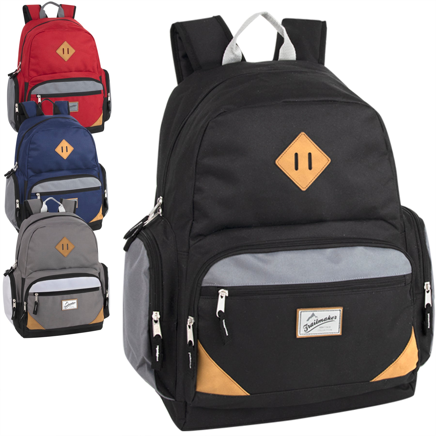 Wholesale 19-inch Mountain Edge Multi Pocket Backpack w Reflective Str —