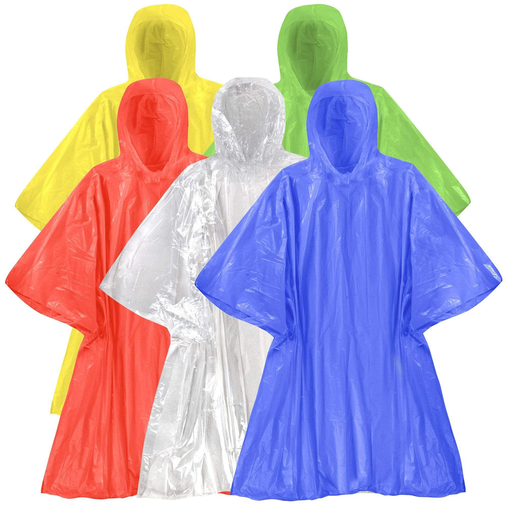 Wholesale Disposable Rain Ponchos - 5 Colors - 