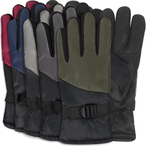 Adult Winter Color Block Gloves - 5 Assorted Colors - 