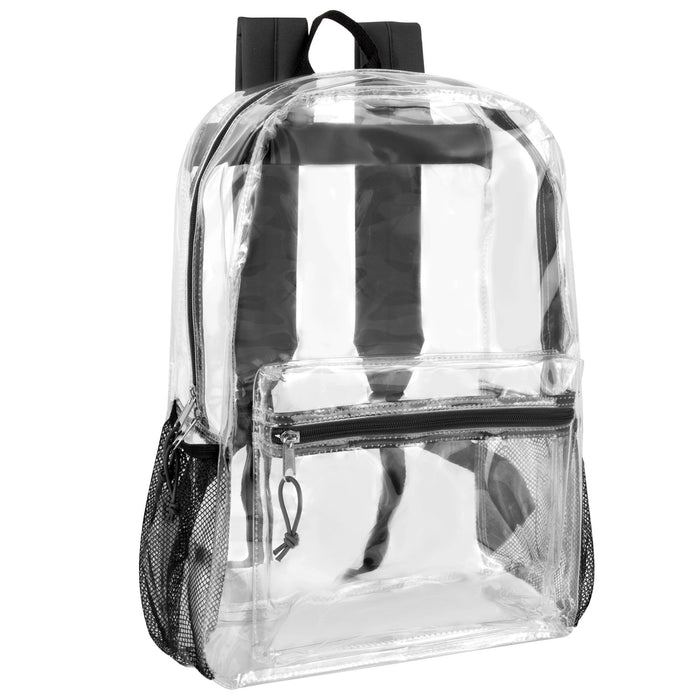Wholesale Classic 17 Inch Clear Backpack - Black - 