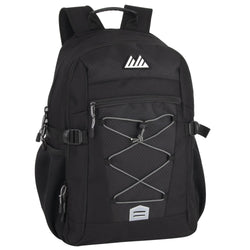 19 Inch Bungee Jacquard Cord Backpack With Padded Laptop Section - Black - 