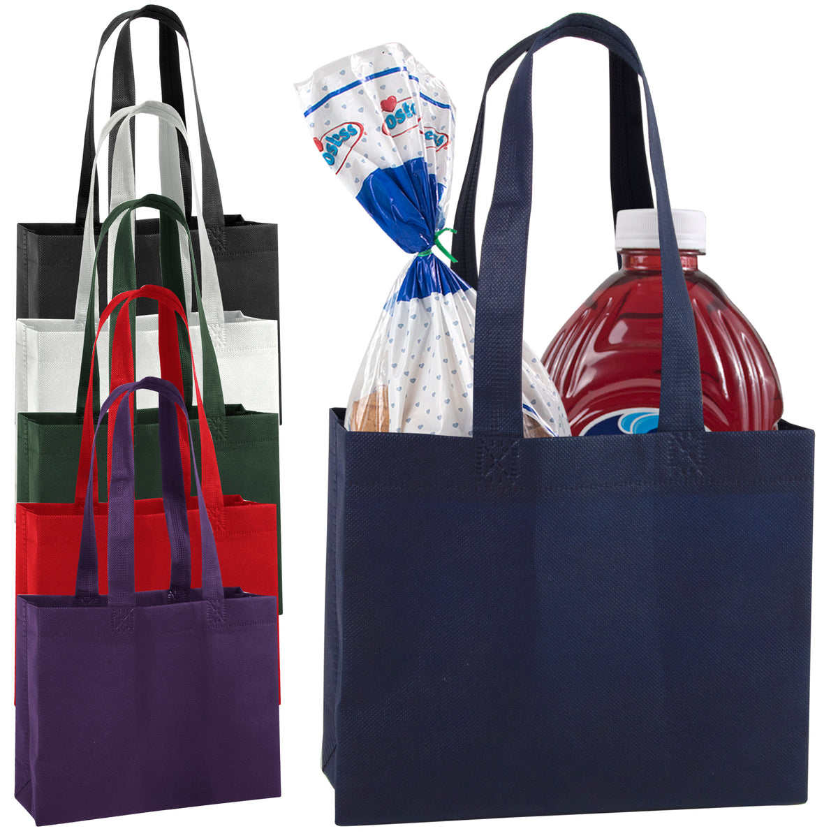 Canvas Reusable Shopping Bag Totes, Medium 8x5x8, 10 Pack
