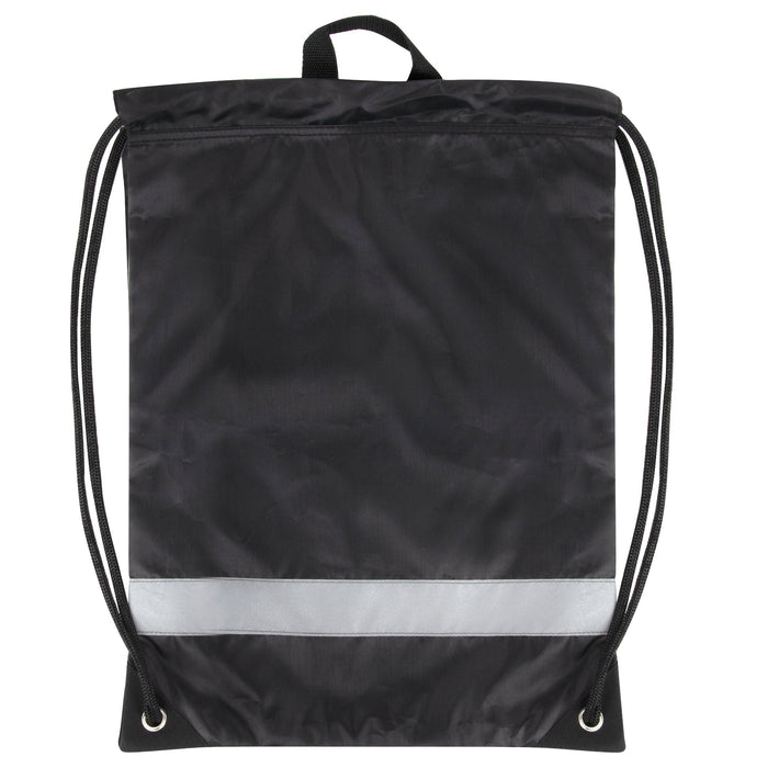 18 Inch Safety Drawstring Bag With Reflective Strap- Black - 