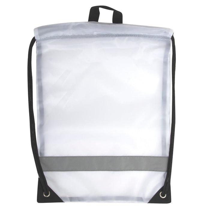 Wholesale 18 Inch Safety Drawstring Bag With Reflective Strap-  White - 