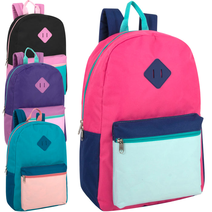 Wholesale 17 Inch Multicolor Backpack  - 4 Girls Colors - 