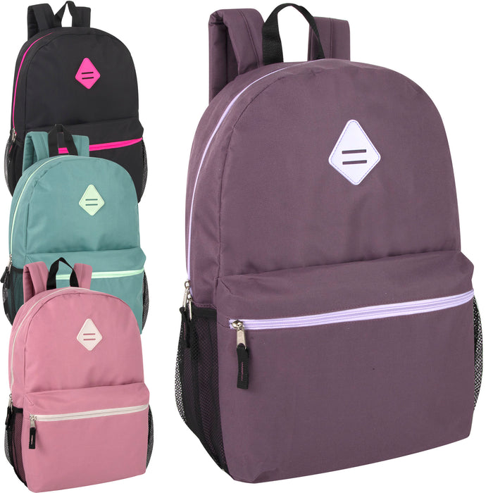 Wholesale 19-inch Lash Tab Backpack w Side Mesh Pockets - Girls 4-Colors - BagsInBulk.com