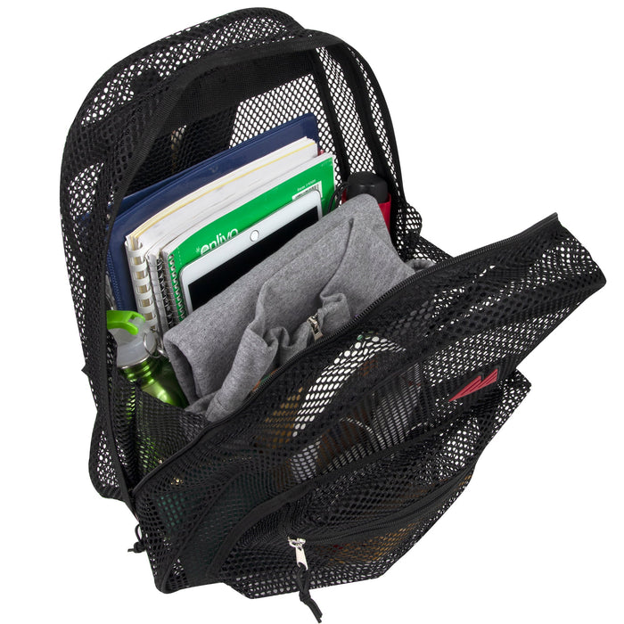 Wholesale Premium 17 Inch Mesh Backpack - Black - 