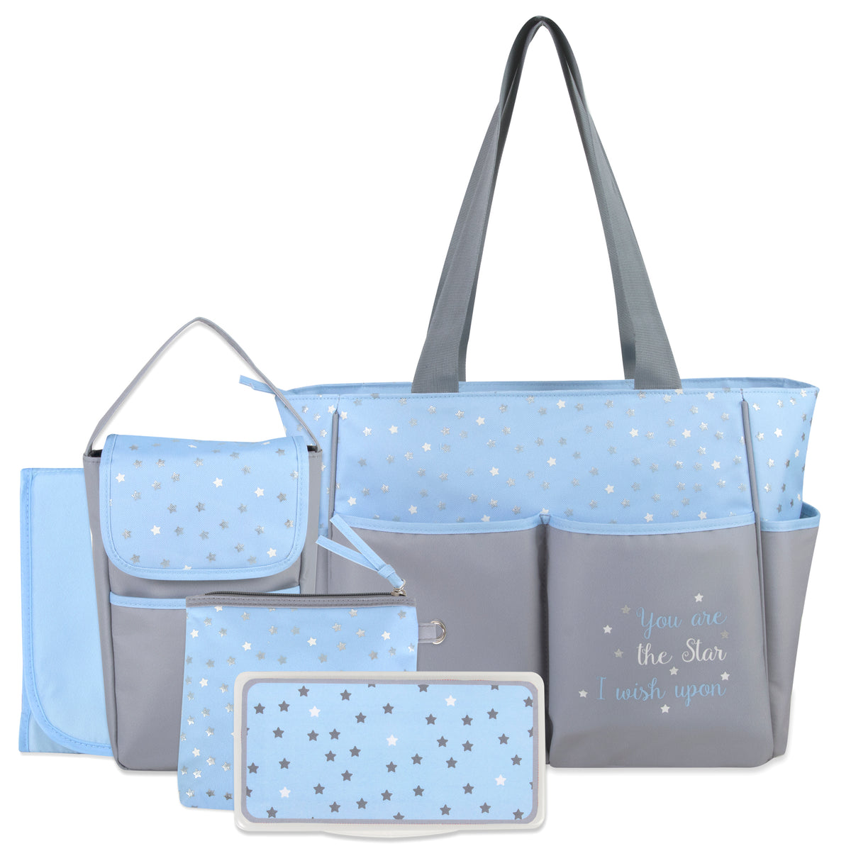 Wholesale Baby Essentials Diaper Bag Tote 5 Piece Set Starry