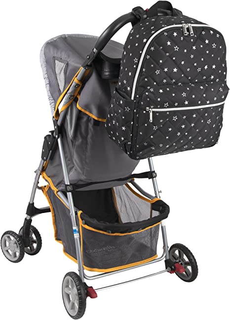 Baby Essentials Quilted Diaper Bag Backpack w Changing Pad - Starry Night Sky - 