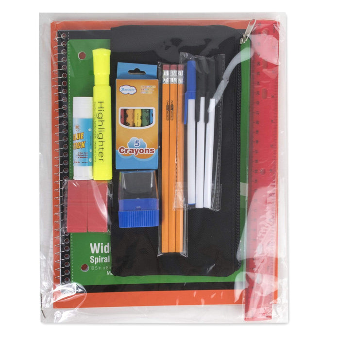 16.5" Classic Backpack School Supply Kit (20pcs)  - 6 Colors - 