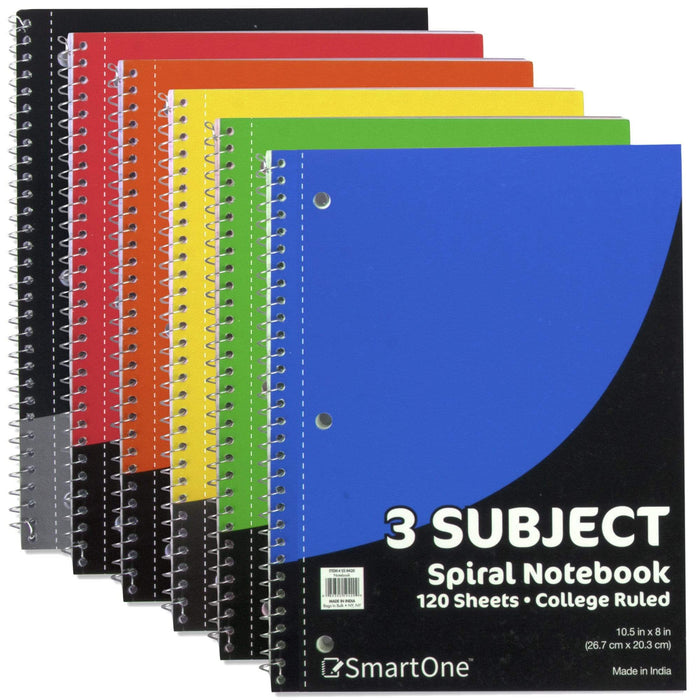 20-pack Bulk Spiral Notebook, 3 Subject, College Ruled — BagsInBulk.com